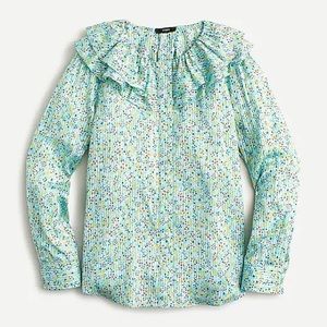 NWT J. Crew Ruffle top in field day print